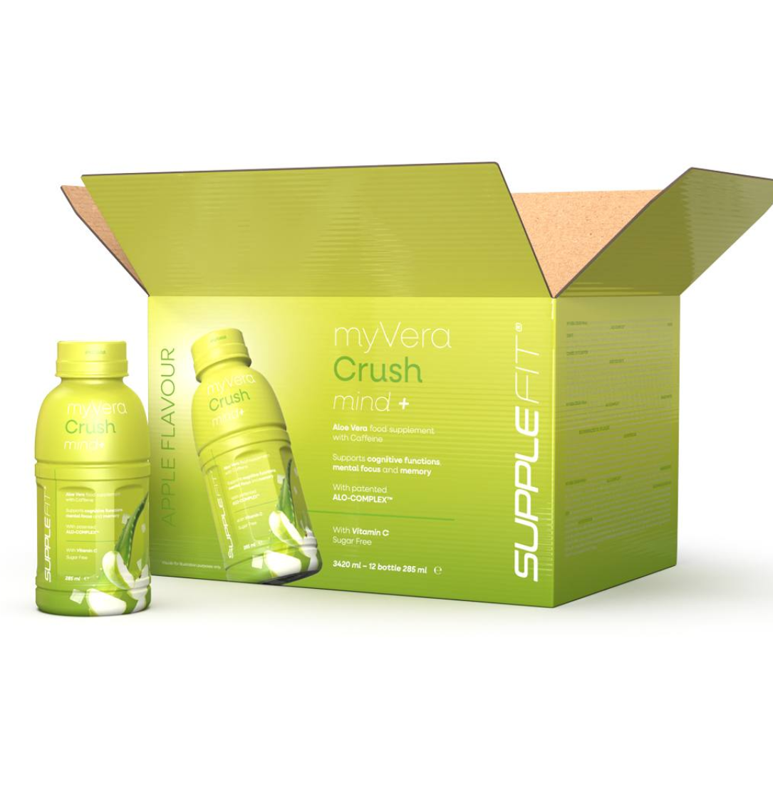 MYVERA CRUSH Mind + | Nahrungsergänzungsmittel mit Koffein in Einzelflaschen à 285 ml