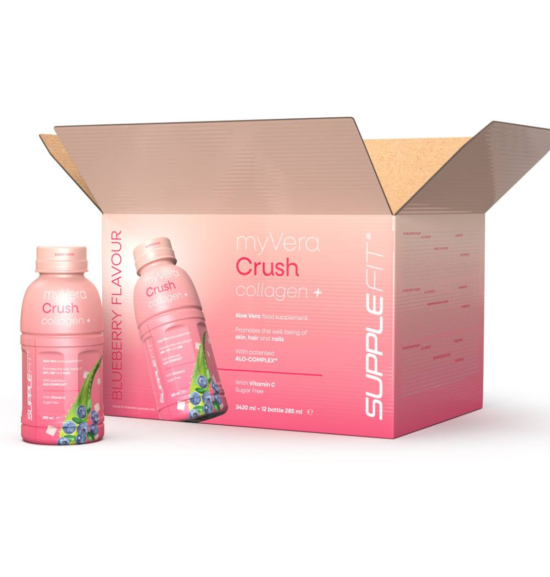 MYVERA CRUSH Collagen + | Nahrungsergänzungsmittel in Einzelflaschen à 285 ml